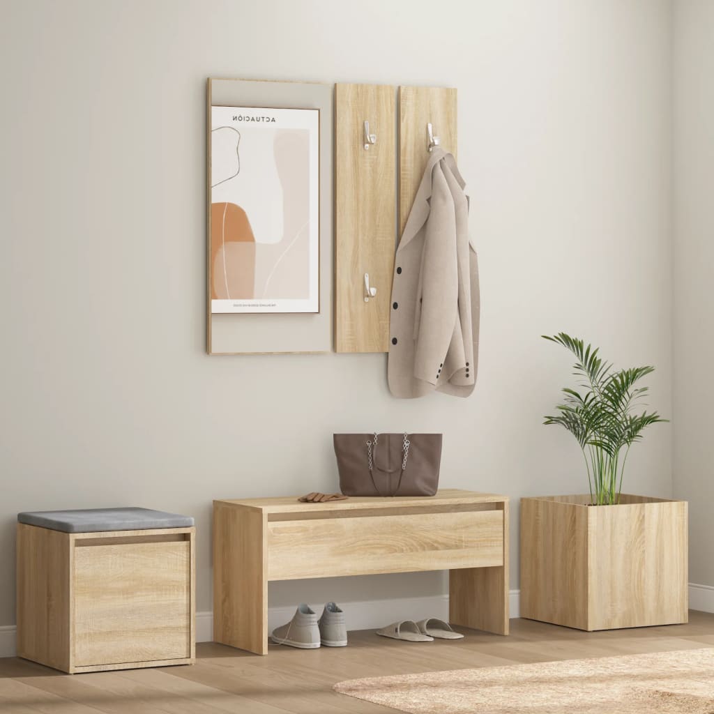 Hallway Furniture Set Sonoma Oak Engineered Wood - Lauxe