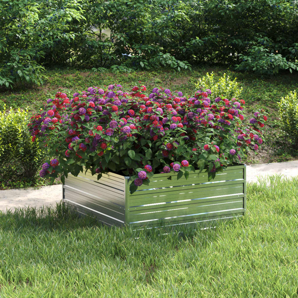 Garden Raised Bed 100x100x45 cm Galvanized Steel Silver