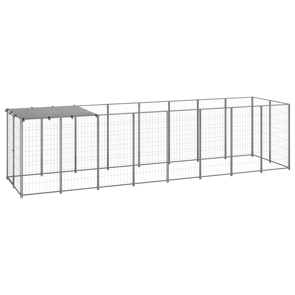 Dog Kennel Silver 4.84 m2 Steel