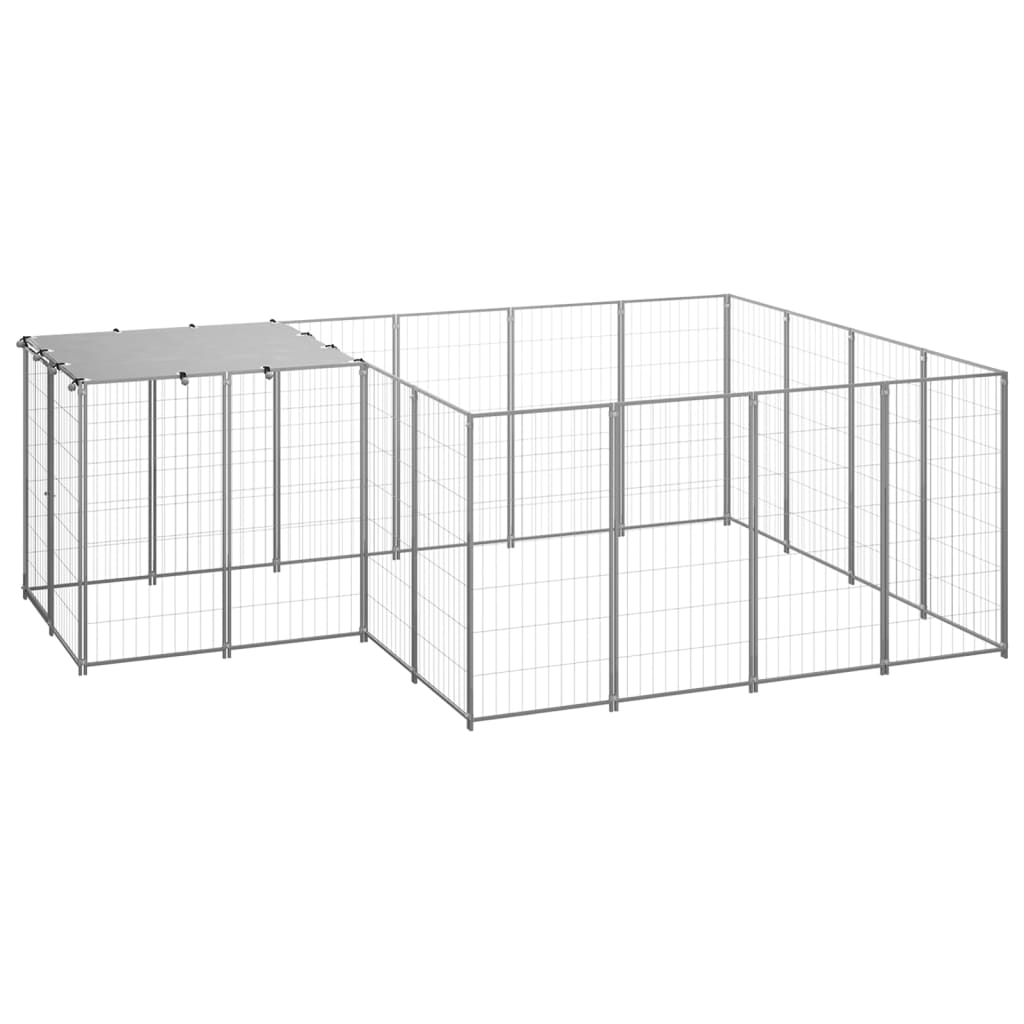 Dog Kennel Silver 6.05 m2 Steel