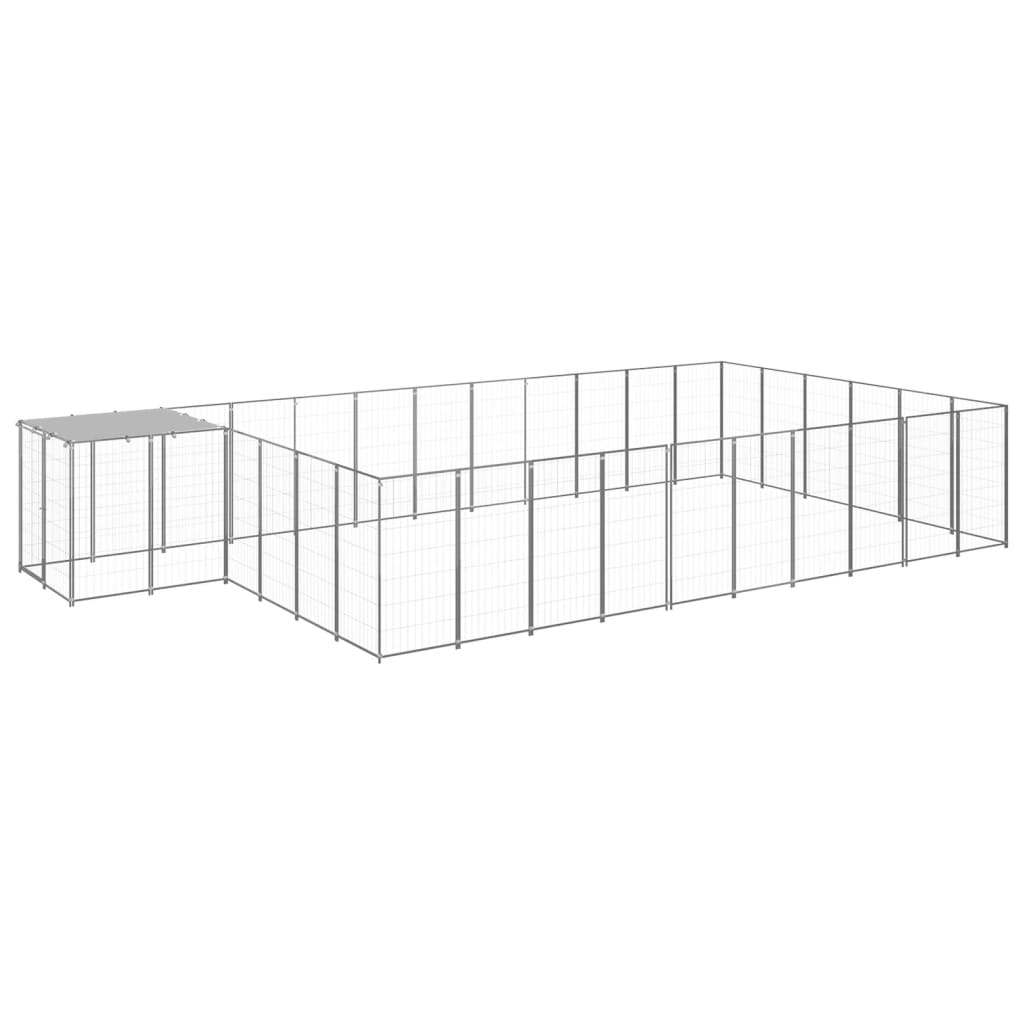 Dog Kennel Silver 19.36 m2 Steel