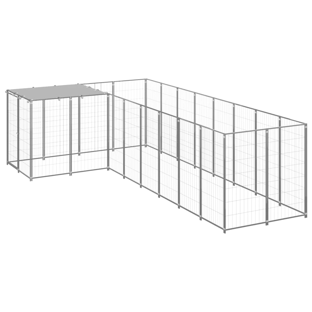 Dog Kennel Silver 6.05 m2 Steel