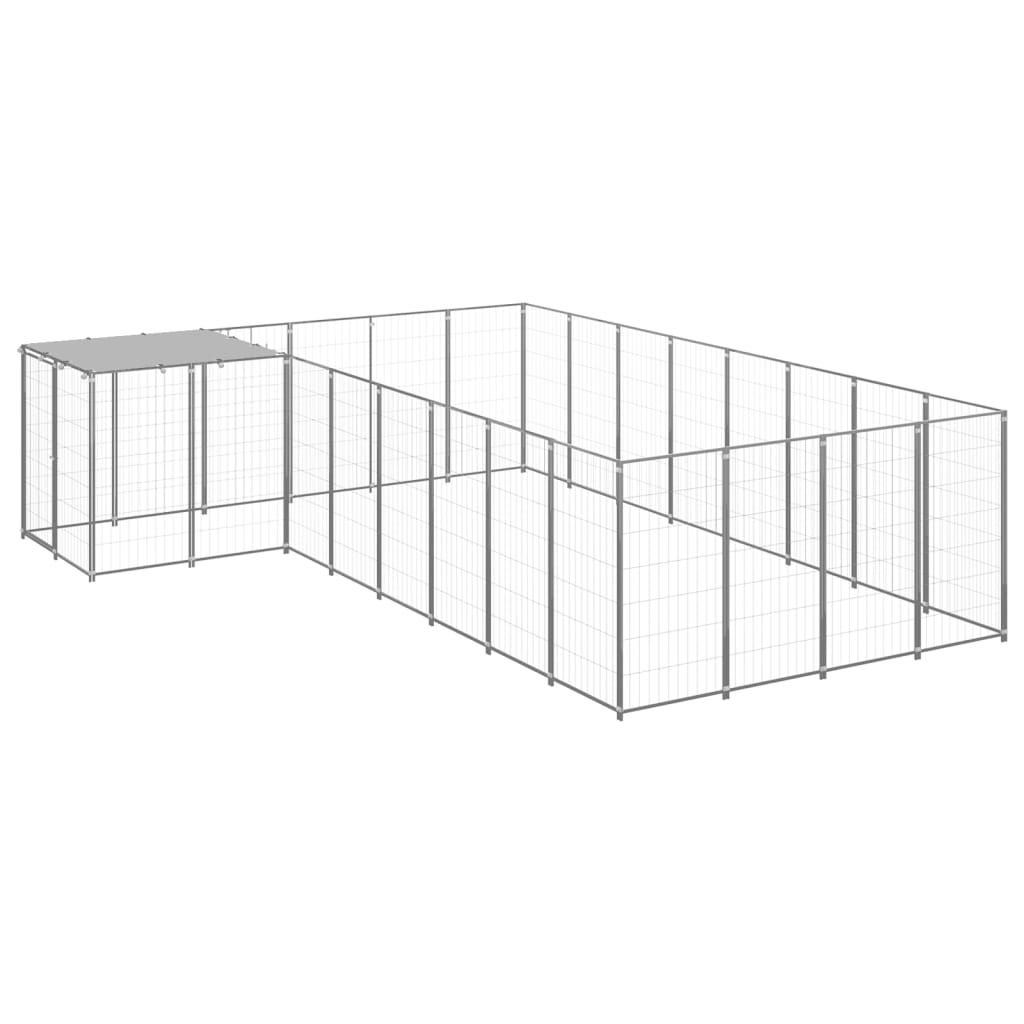 Dog Kennel Silver 10.89 m2 Steel