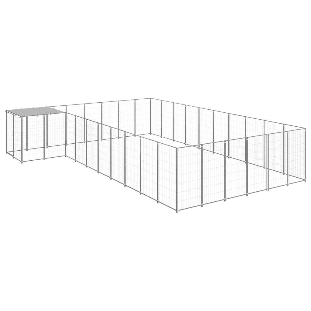Dog Kennel Silver 19.36 m2 Steel