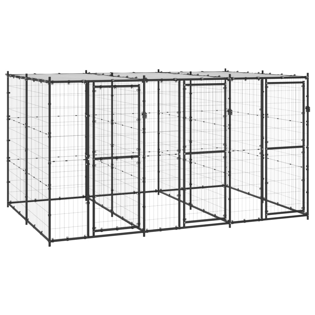 Outdoor Dog Kennel Steel with Roof 7.26 m2