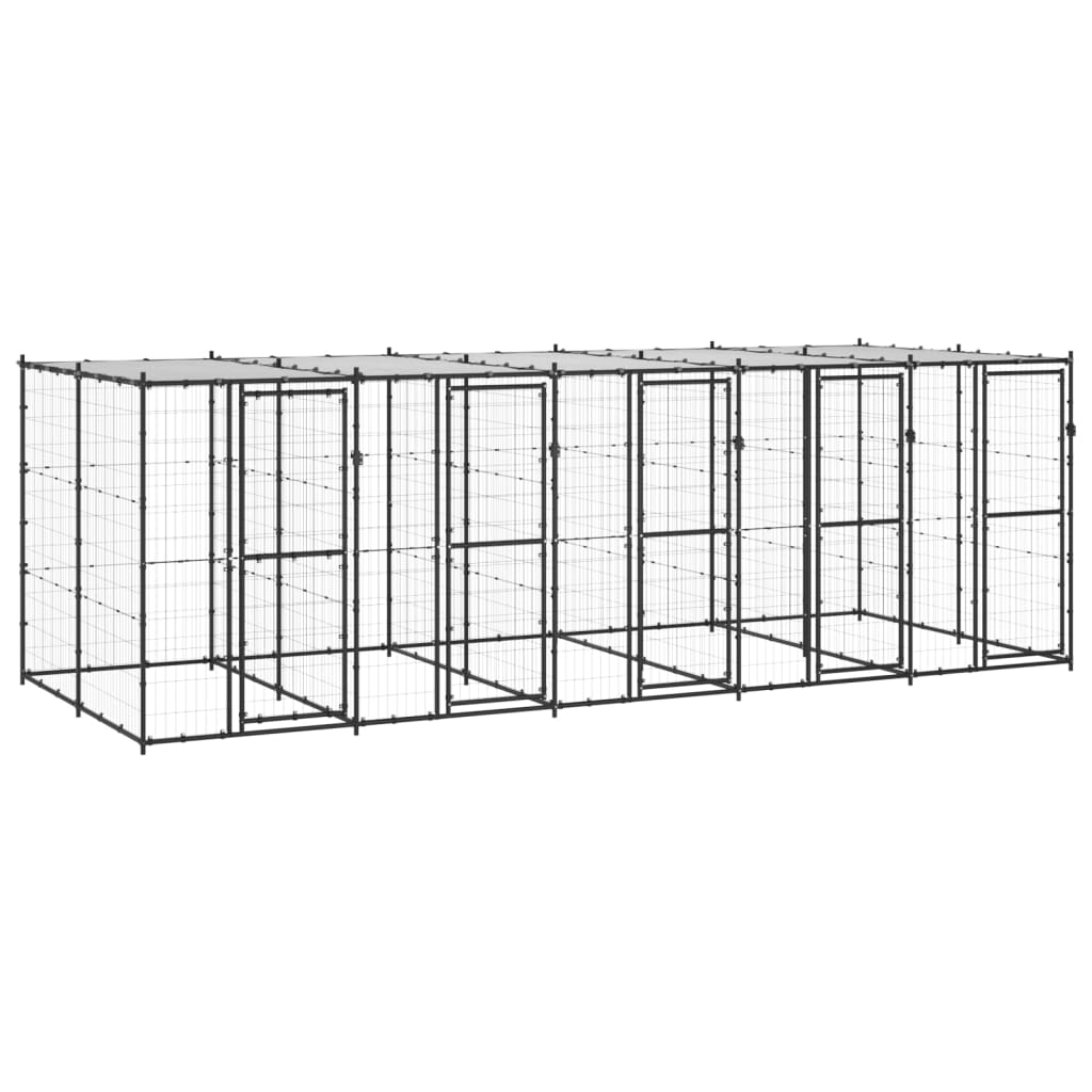 Outdoor Dog Kennel Steel with Roof 12.1 m2