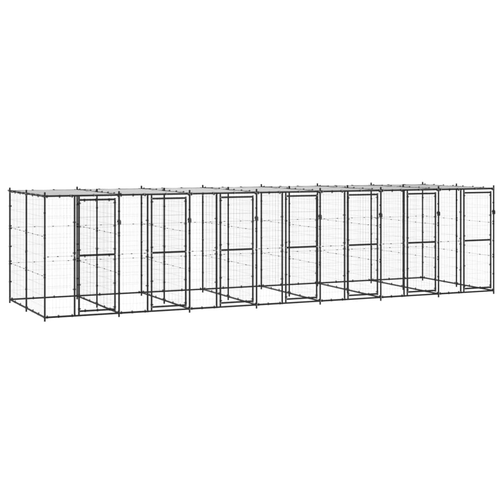 Outdoor Dog Kennel Steel with Roof 16.94 m2
