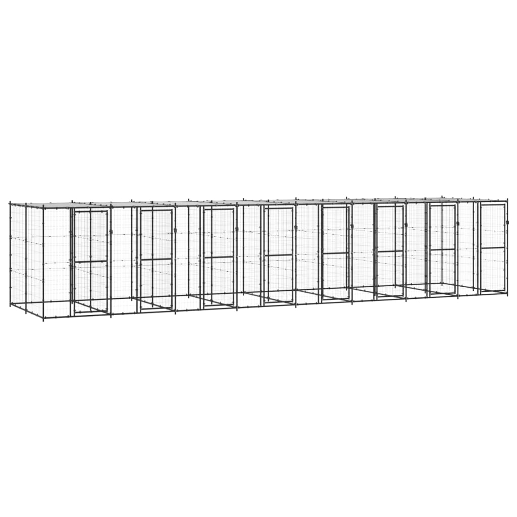 Outdoor Dog Kennel Steel with Roof 19.36 m2