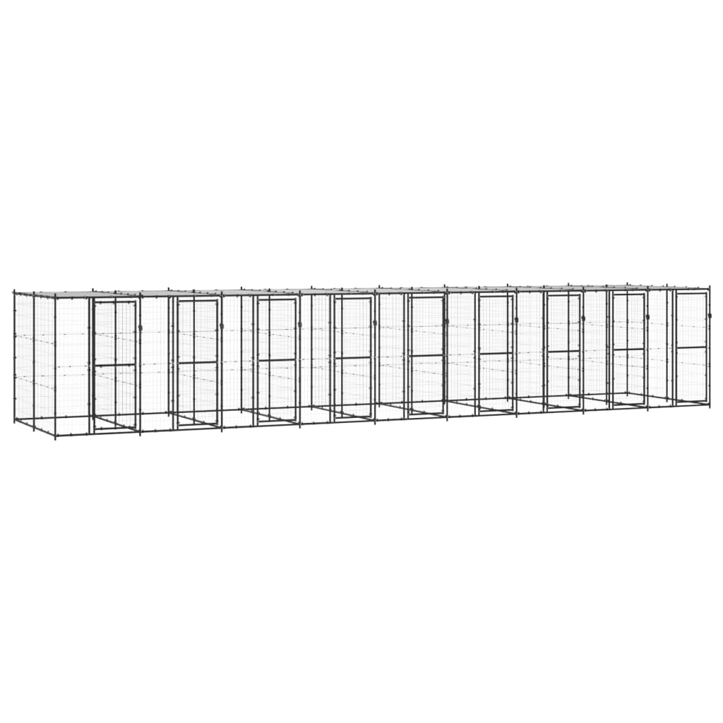 Outdoor Dog Kennel Steel with Roof 21.78 m2