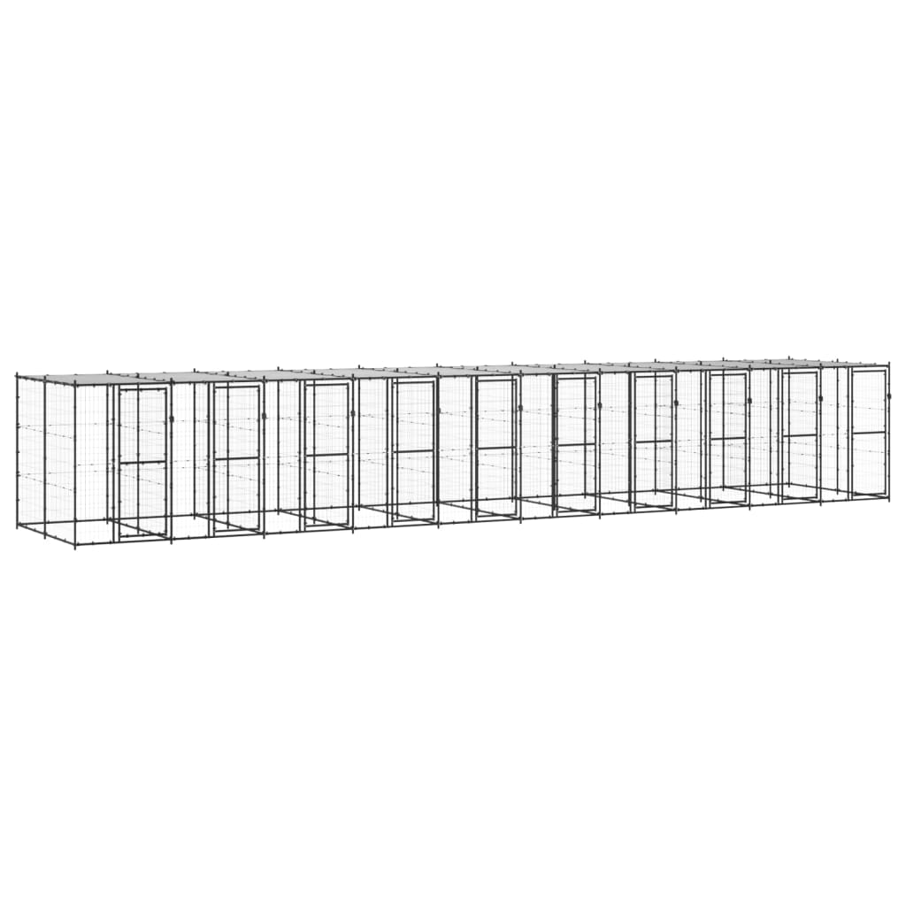 Outdoor Dog Kennel Steel with Roof 24.2 m2