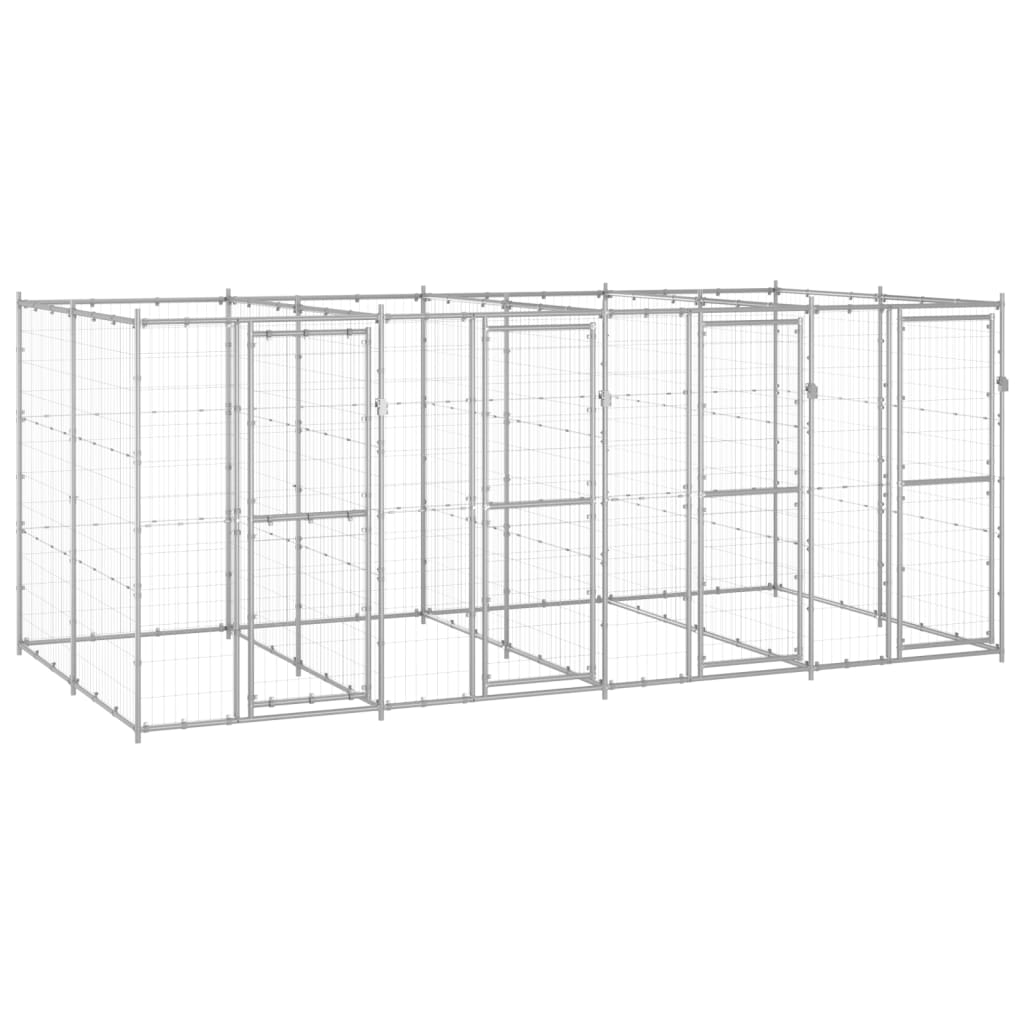 Outdoor Dog Kennel Galvanised Steel 9.68 m2