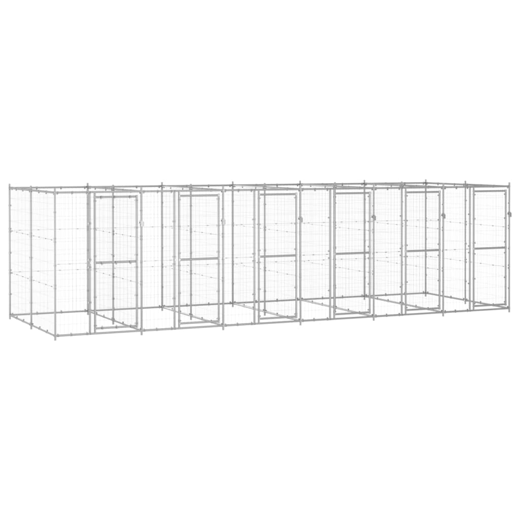 Outdoor Dog Kennel Galvanised Steel 14.52 m2