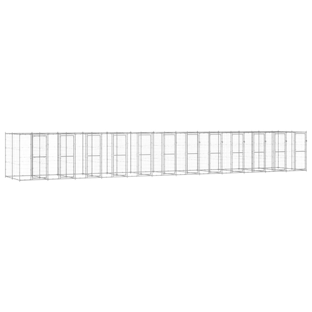 Outdoor Dog Kennel Galvanised Steel 29.04 m2