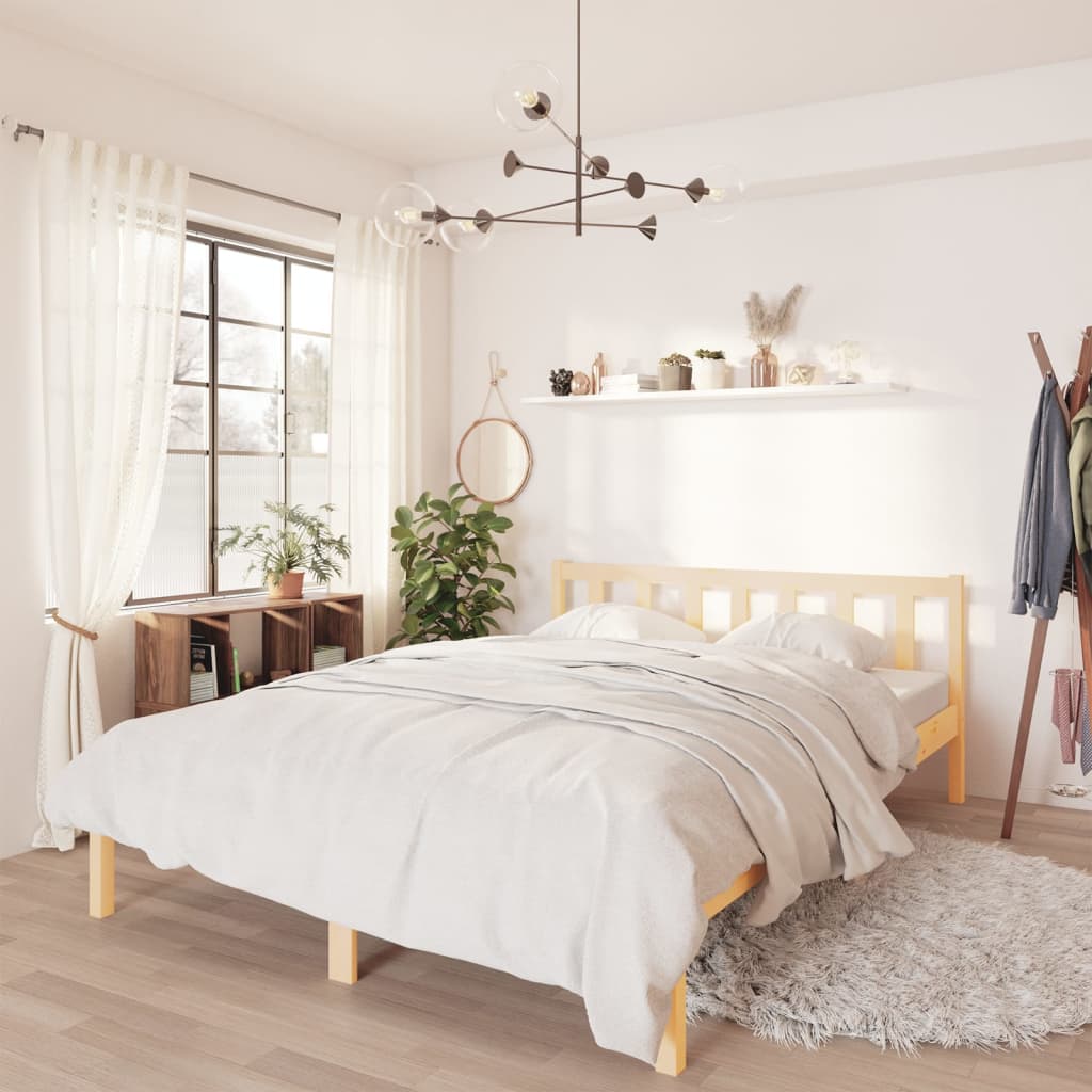 Bed Frame Solid Pinewood 140x200 cm