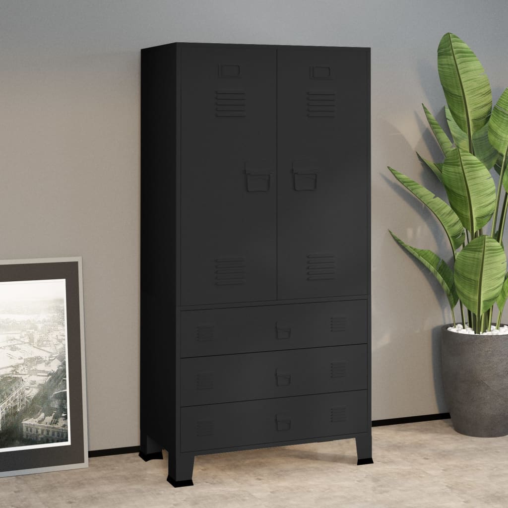 ALICE 2 Door Wardrobe Black - 90cm