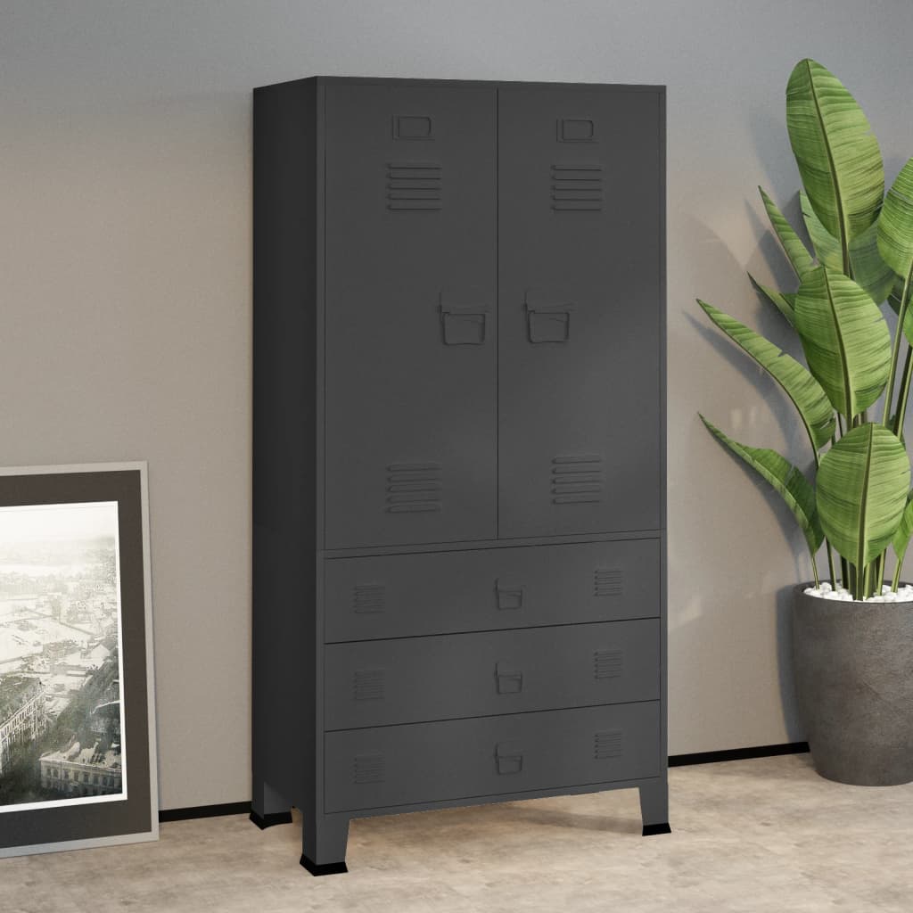 ALICE 2 Door Wardrobe Anthracite - 90cm