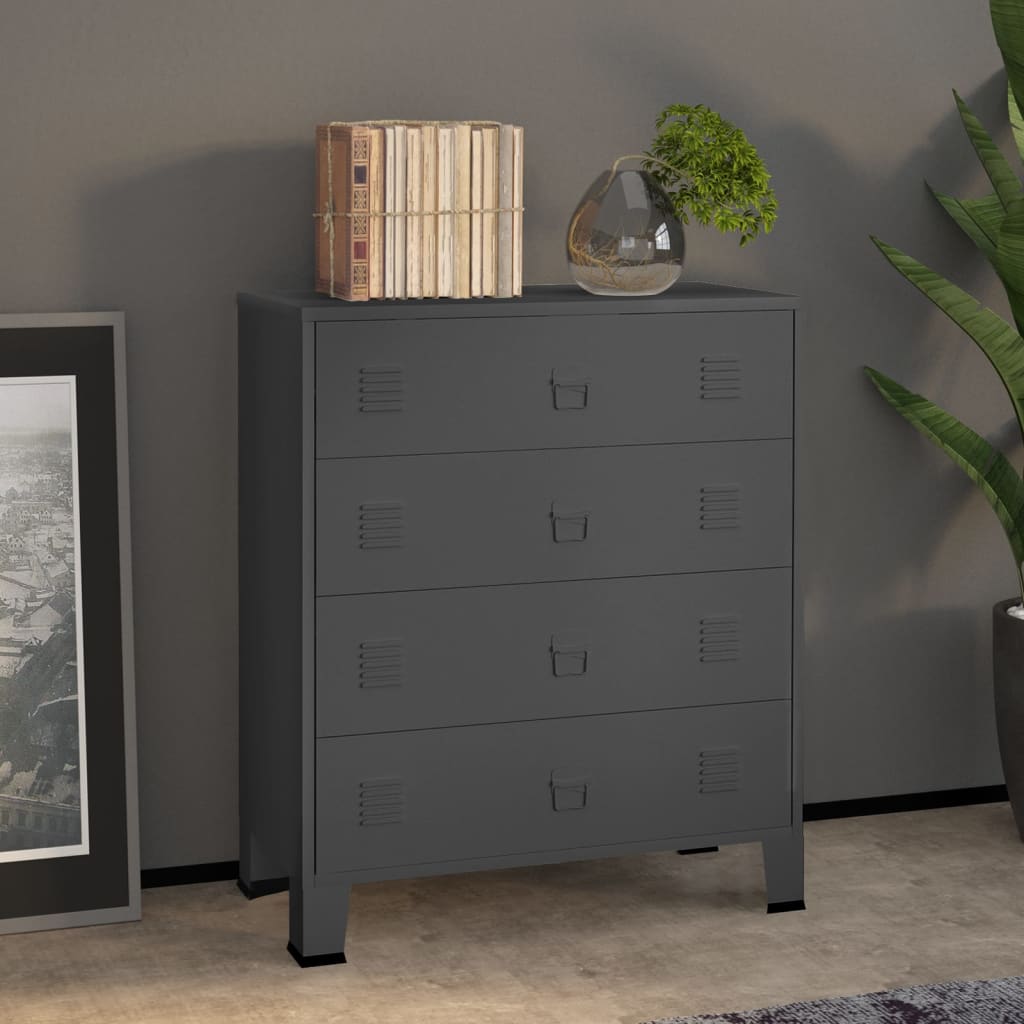 GLOUCESTER Grey Chest of Drawers - Medium-sized, 4 Drawers
