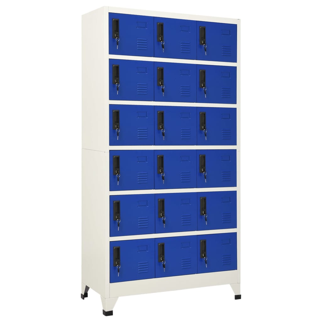 Locker Cabinet Grey and Blue 90x40x180 cm Steel