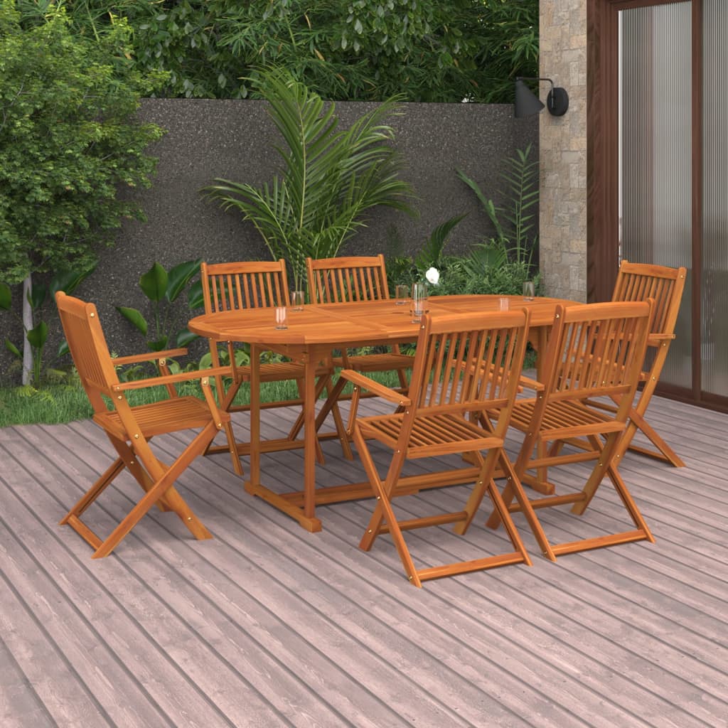 7 Piece Garden Dining Set Solid Acacia Wood
