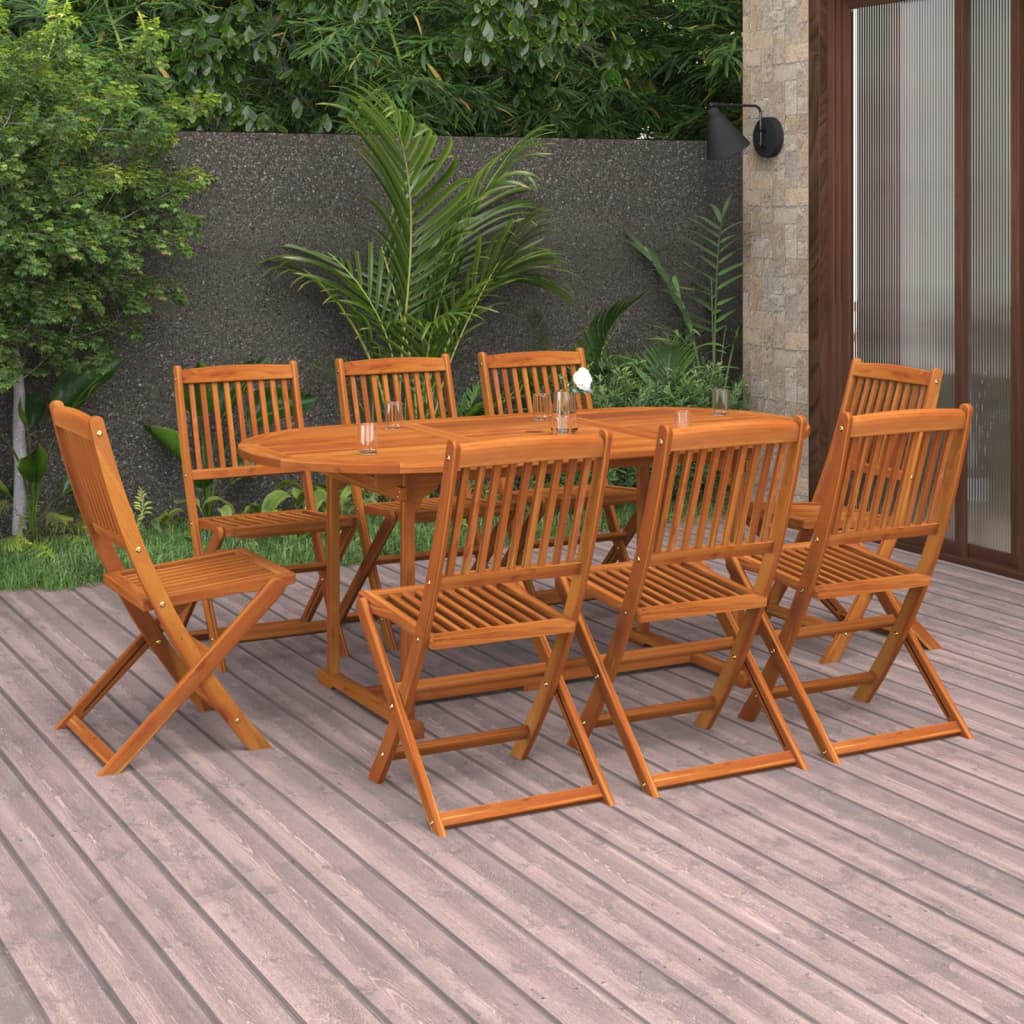 9 Piece Garden Dining Set Solid Acacia Wood