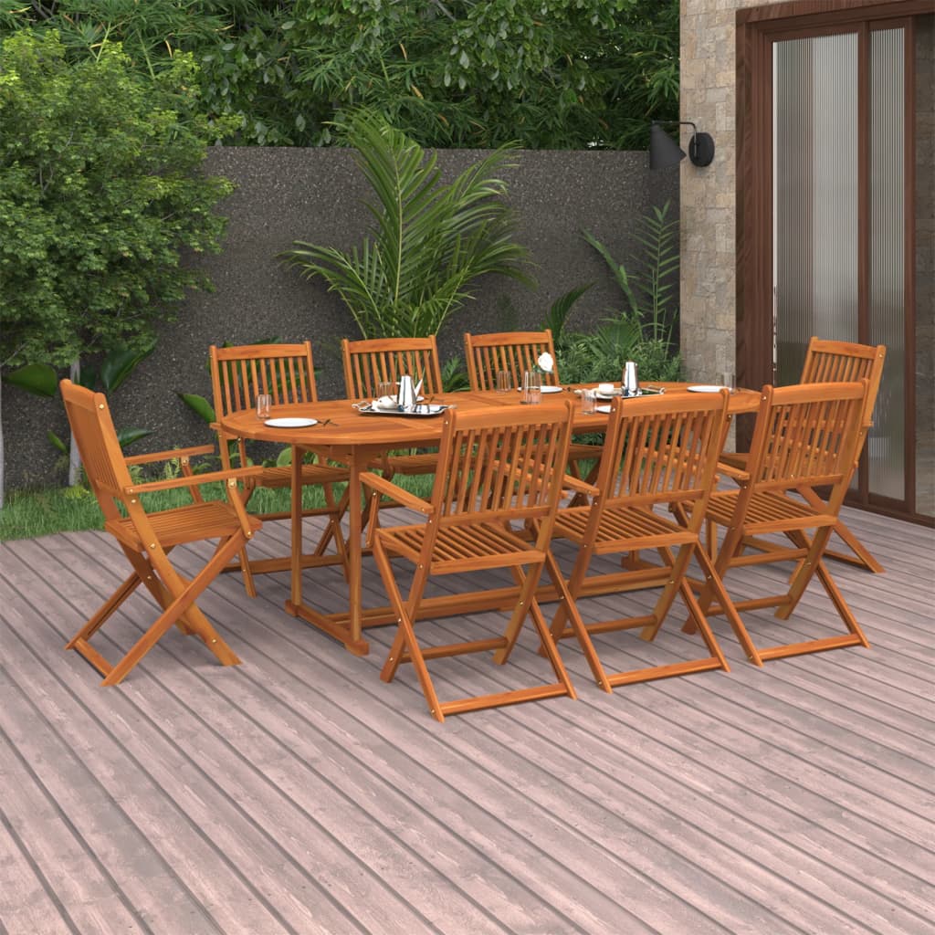 9 Piece Garden Dining Set Solid Acacia Wood