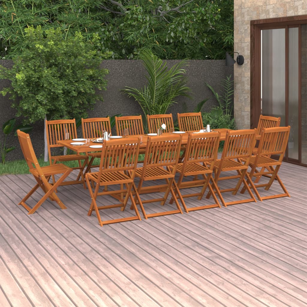 13 Piece Garden Dining Set Solid Acacia Wood