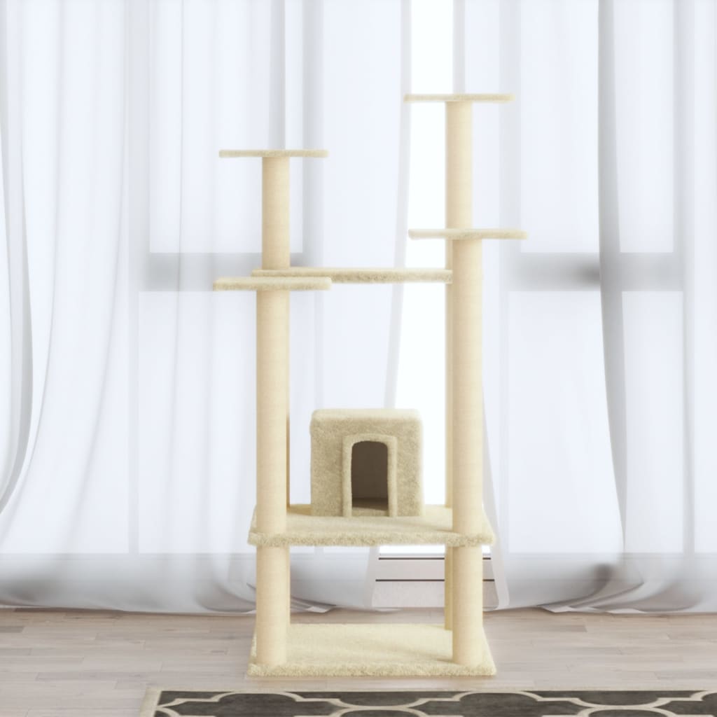 Cat Tree with Sisal Scratching Posts Cream 110 cm
