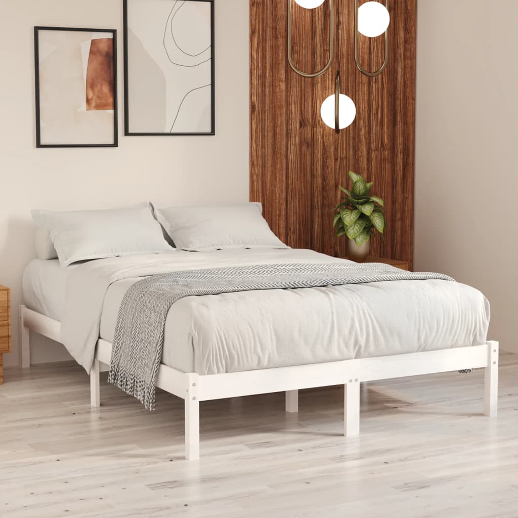 Bed Frame White Solid Wood Pine 140x200 cm