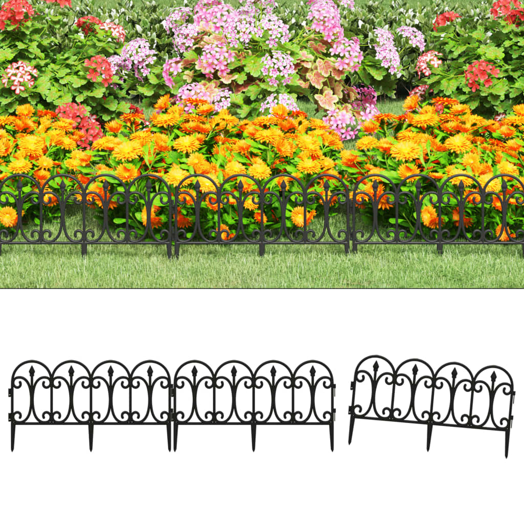 Lawn Edgings 17 pcs Black 10 m PP