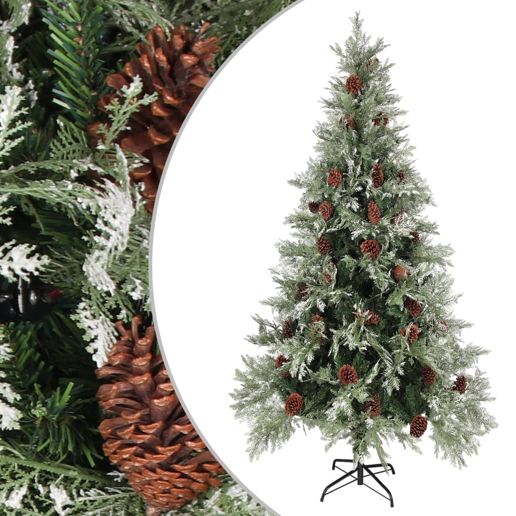 Faune Christmas Tree with Pine Cones Green and White 225cm PVC and PE