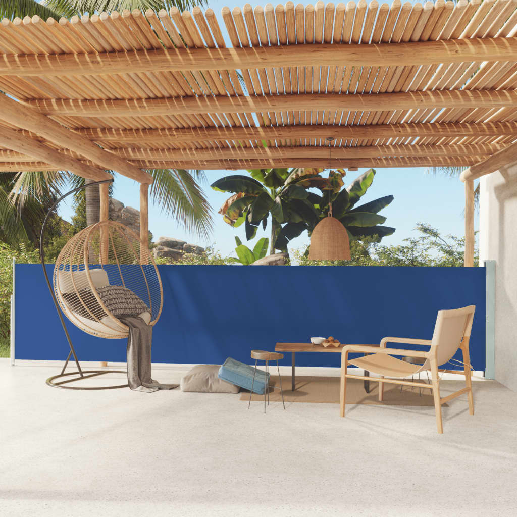 Patio Retractable Side Awning 117x600 cm Blue
