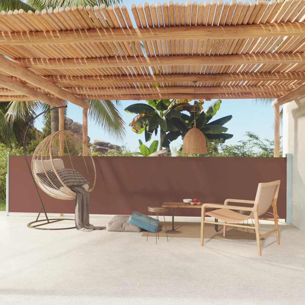 Patio Retractable Side Awning 117x600 cm Brown