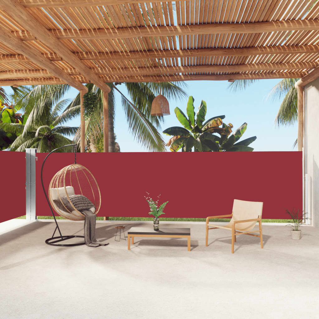 Retractable Side Awning Red 160x1000 cm