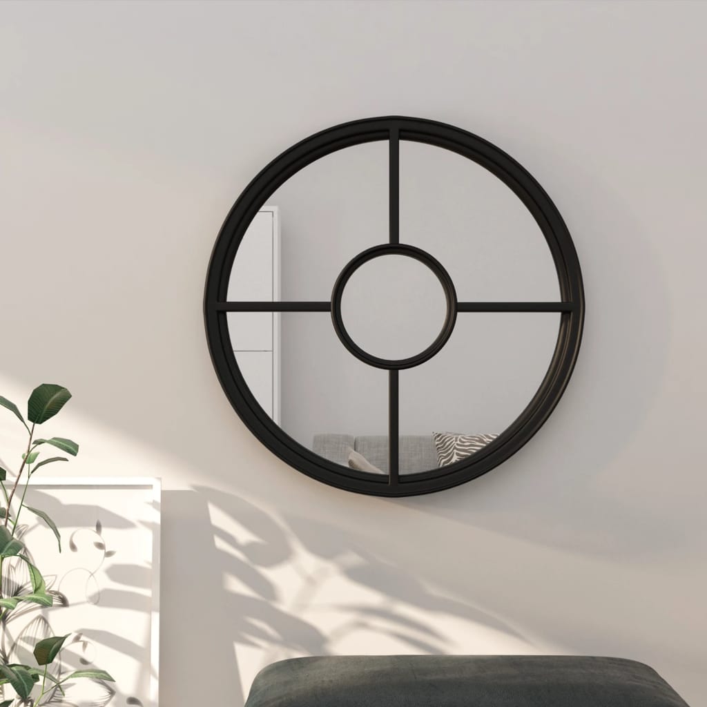 Mirror Black 60x4cm Iron Round for Indoor Use
