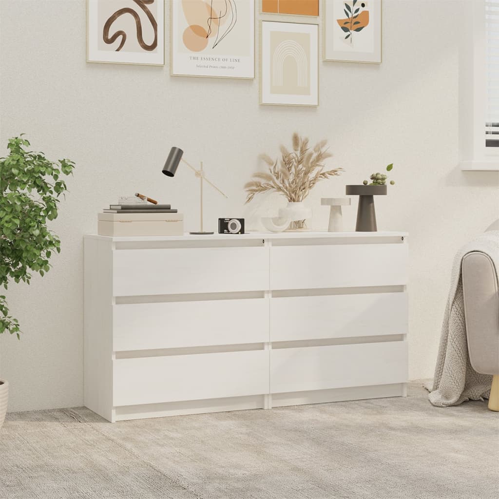 Bedside Table - ANCHORAGE 2 Piece Nightstand White 60cm