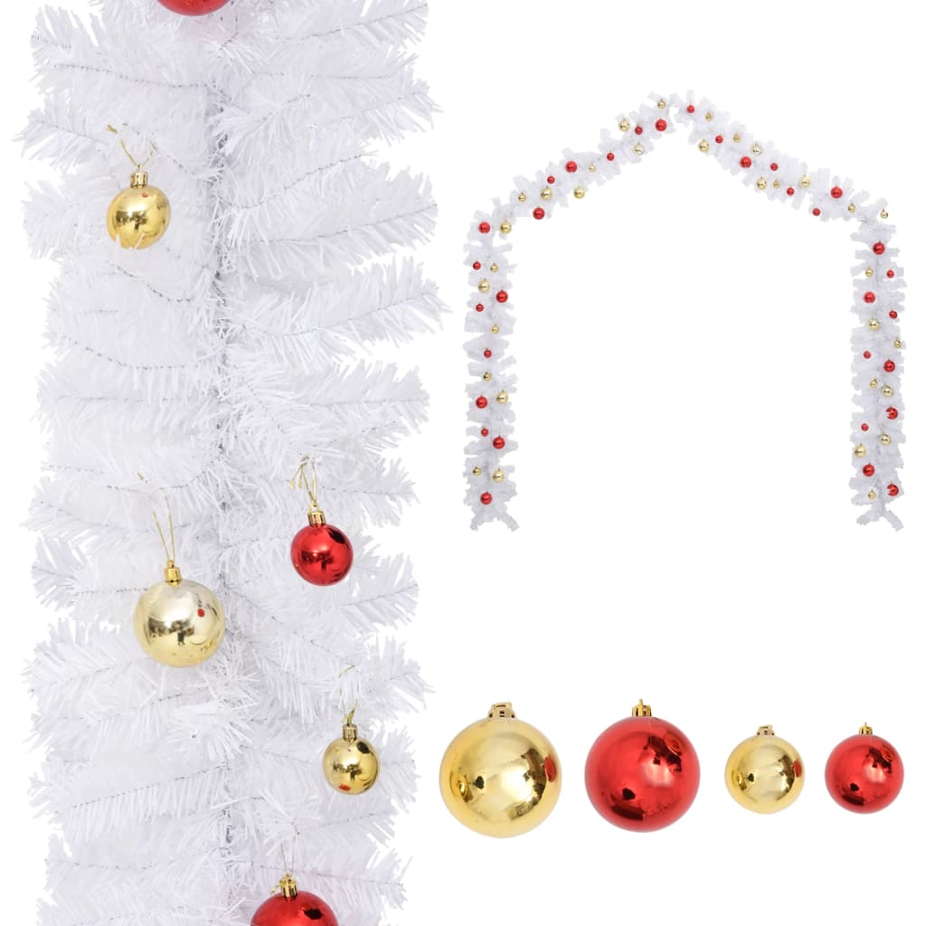 Geile Christmas Garland Decorated with Baubles White 10 m