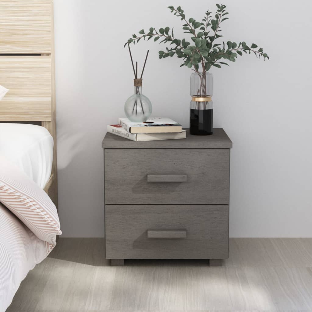 Bedside Table - RUSSELL Nightstand Light Grey 40cm