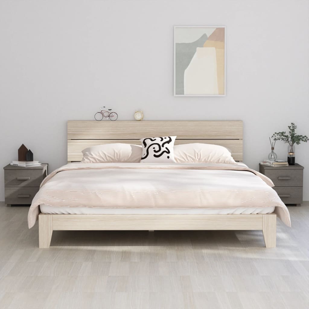 Bedside Table - ROSS 2 Piece Nightstand Light Grey 40cm