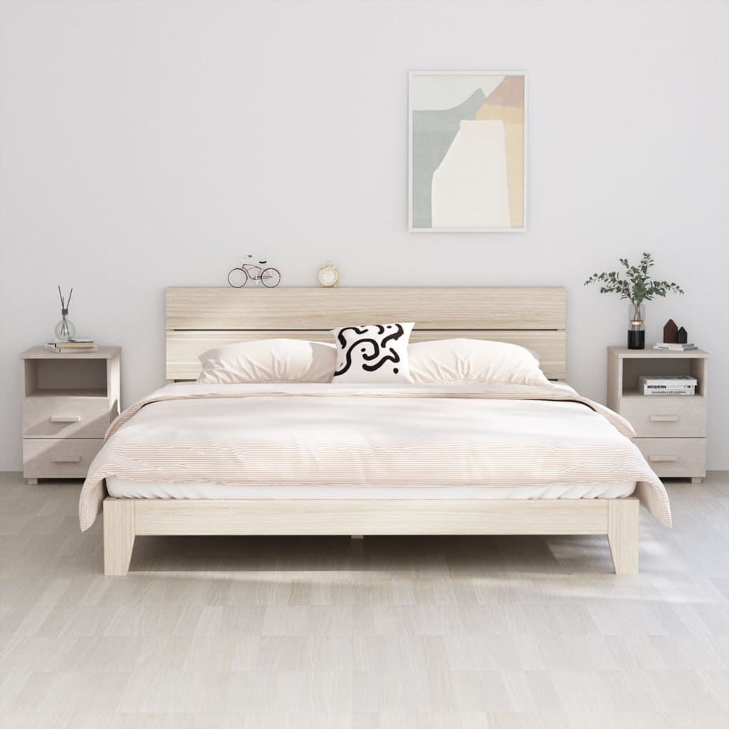 Bedside Table - NELSON 2 Piece Nightstand White 40cm