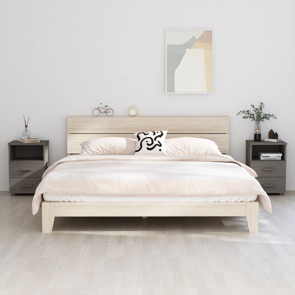 Bedside Table - NELSON 2 Piece Nightstand Light Grey 40cm