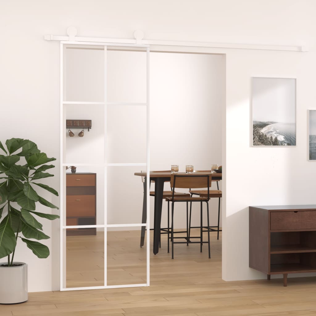 Sliding Door ESG Glass and Aluminium 76x205 cm White