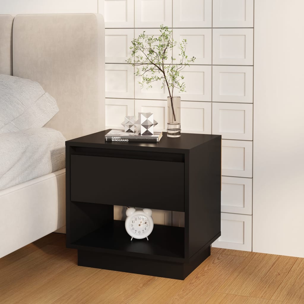 Bedside Table - FREMONT Nightstand Black 45cm