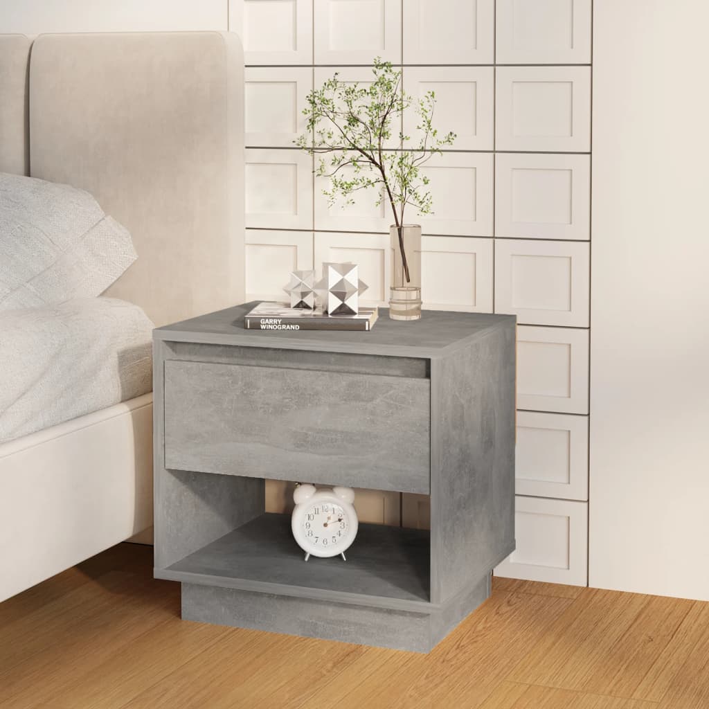 Bedside Table - FREMONT Nightstand Concrete Grey 45cm