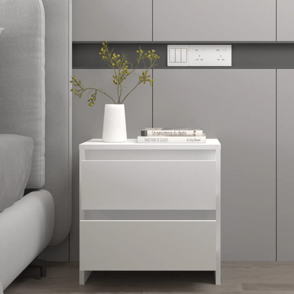 Bedside Table - GREENWOOD Nightstand White 45cm