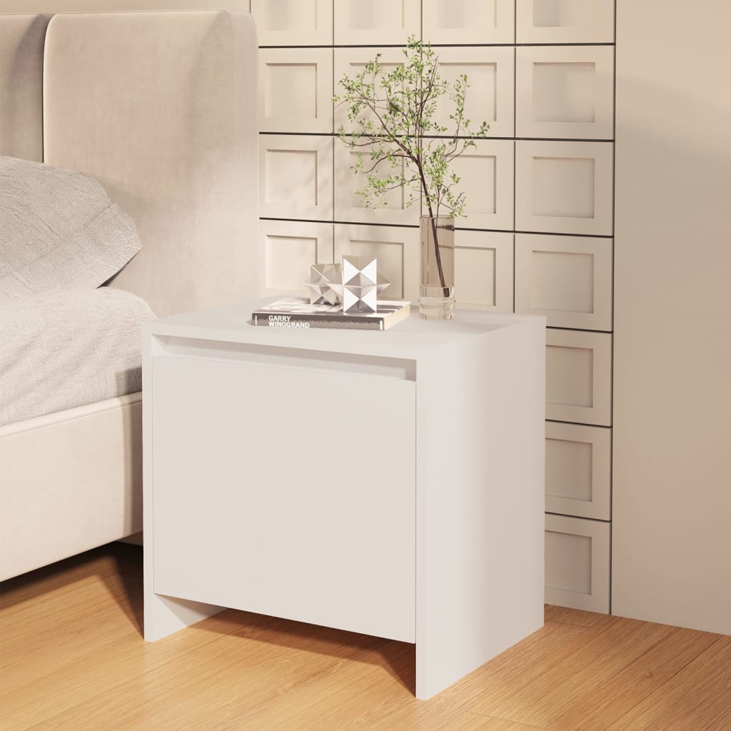 Bedside Table - FRESNO Nightstand White 45cm