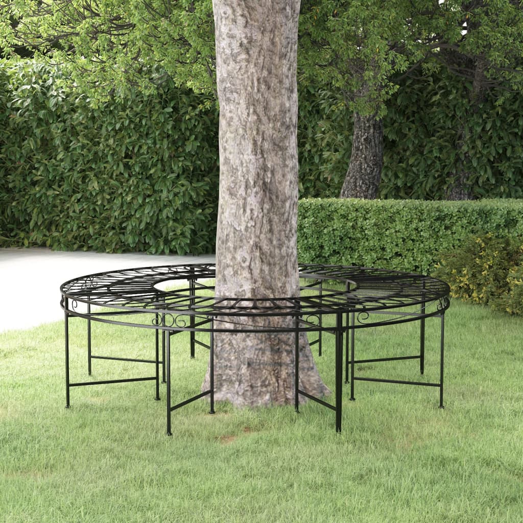 Round Tree Bench - 160 cm Black Steel
