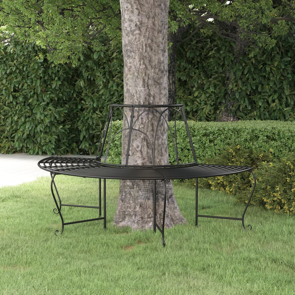 Half Round Tree Bench Ã ̃159 cm Black Steel