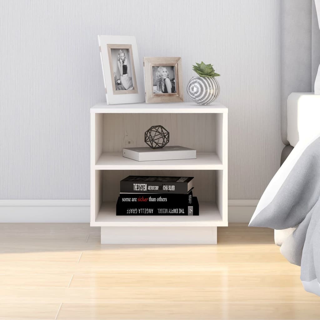 Bedside Table - SAULT Nightstand White 40cm