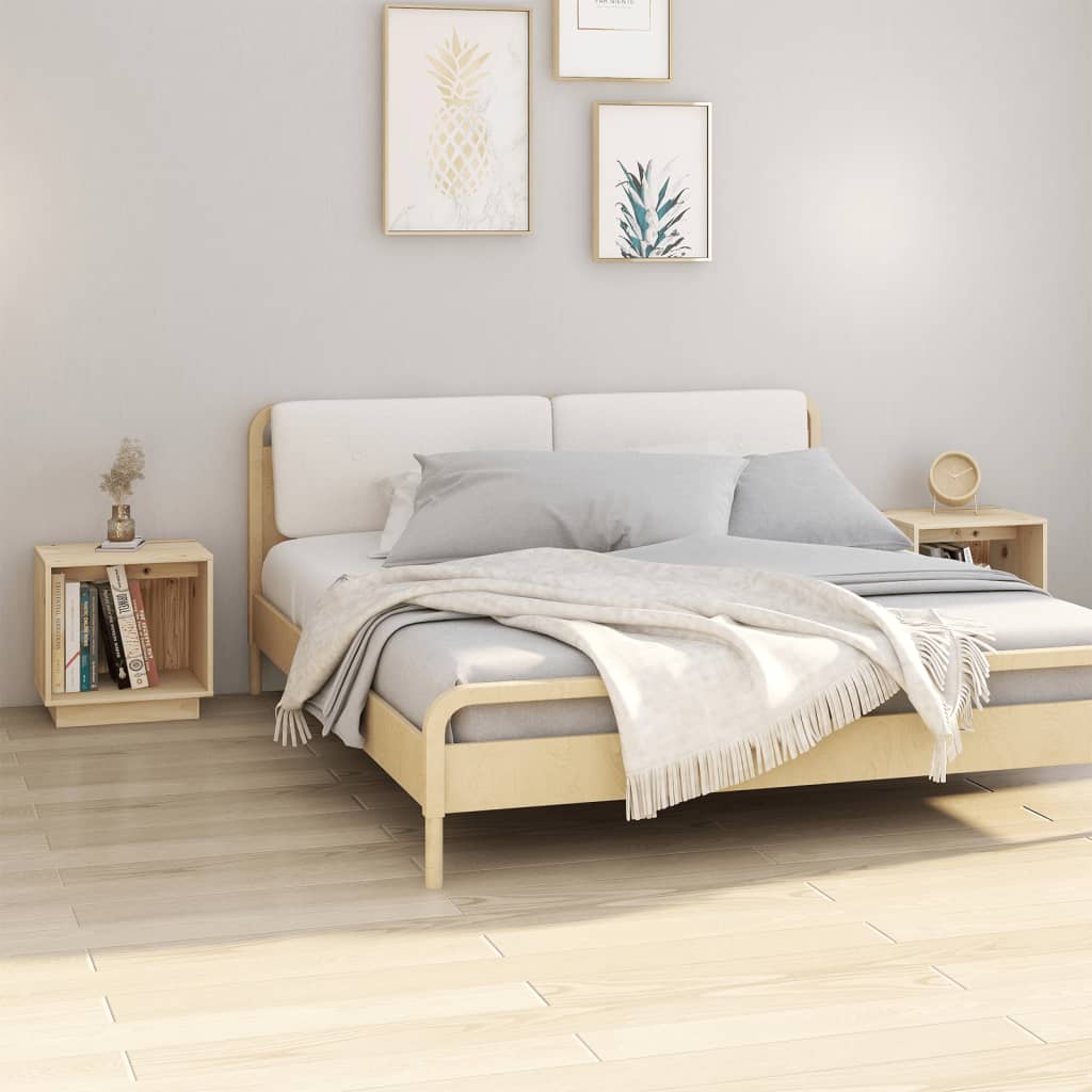 Bedside Table - DRYDEN Ash 2 Piece Nightstand Natural 40cm