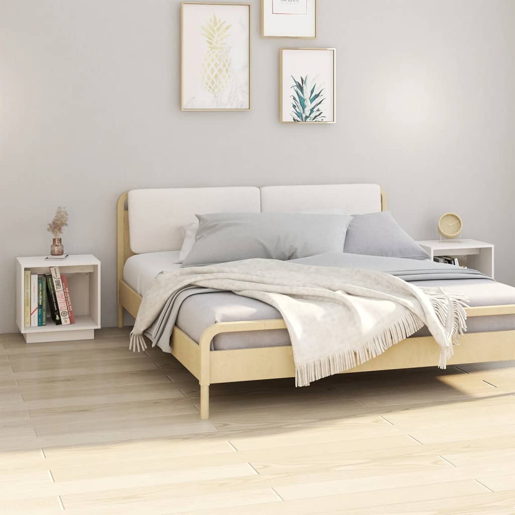 Bedside Table - DRYDEN Rio 2 Piece Nightstand White 40cm